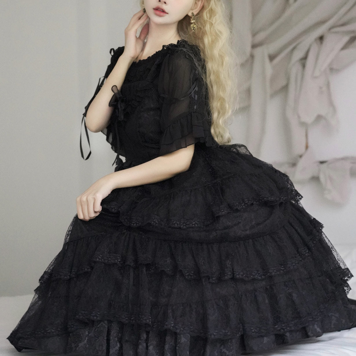Black Lolita Bow Dress Set SE23959