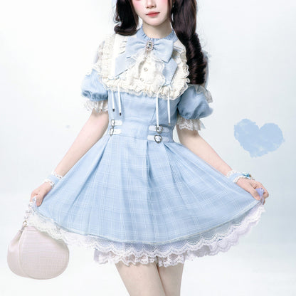 Japanese Style Lace Plaid Dress SE23973