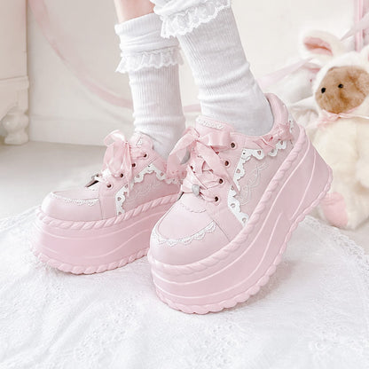 Gothic Lolita Platform Sneakers with Lace Bow SE23982
