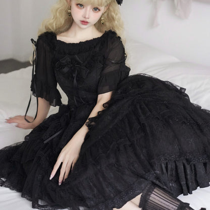 Black Lolita Bow Dress Set SE23959
