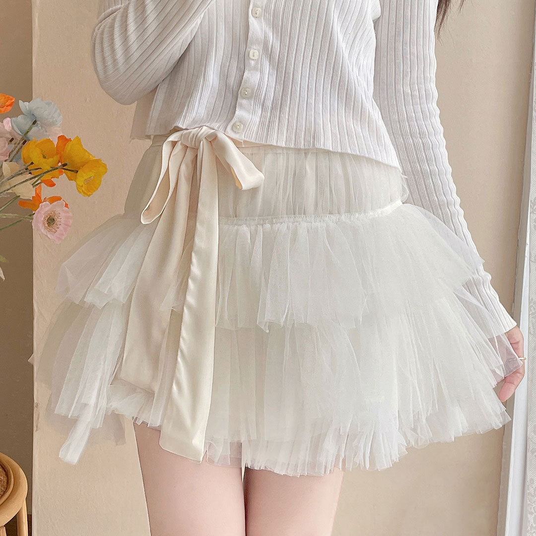 Lace Bow Gauze Skirt SE23076