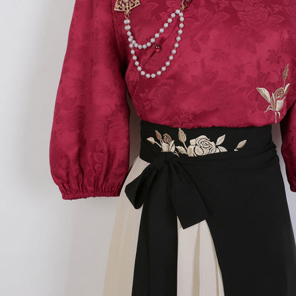 Rose Flower Shirt Skirt Set SE23024