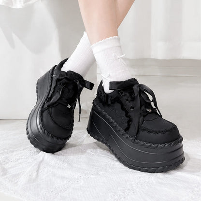 Gothic Lolita Platform Sneakers with Lace Bow SE23982