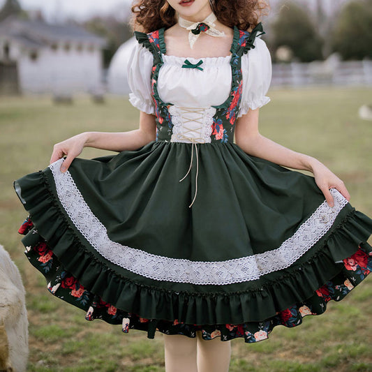 Floral Bow Green Dress SE23079