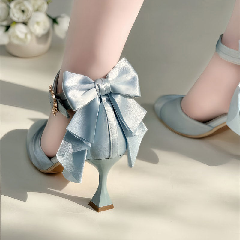 Baby Blue Satin Lolita Shoes SE23780