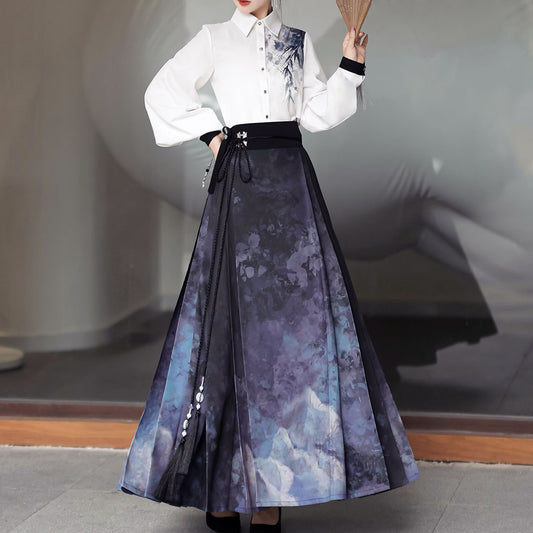 Bamboo Leaf Blouse Hanfu Skirt Set SE22956