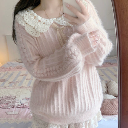 Beaded Loose Knitted Sweater SE23748
