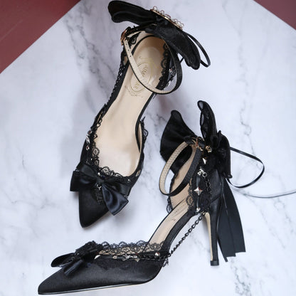 Black Bow Lolita Heels Shoes SE23707