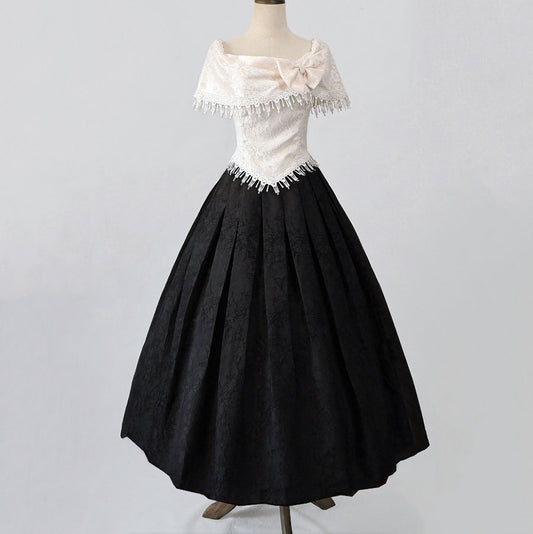 Black Floral Pleated Skirt SE22826