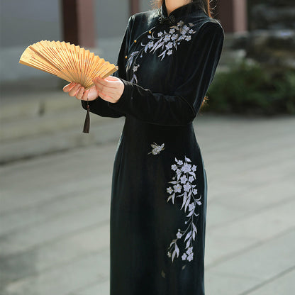 Black Flower Cheongsam Dress SE23814