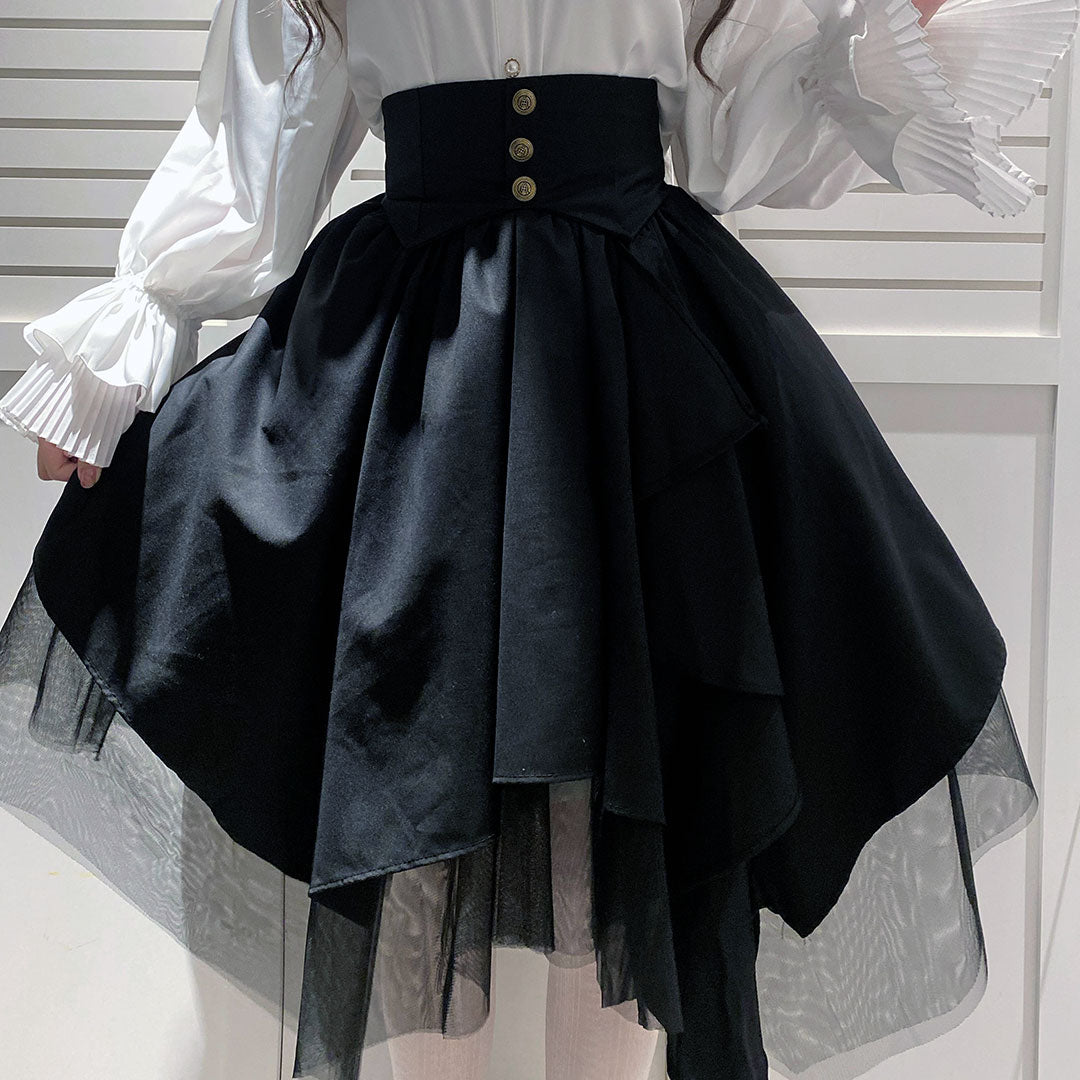 Black Irregular Mesh Skirt SE22930