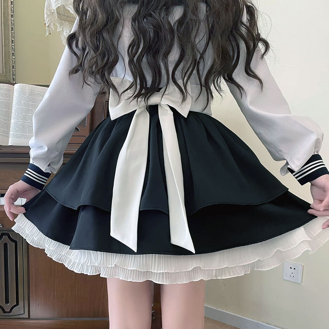 Black Lace Bow Skirt SE22683