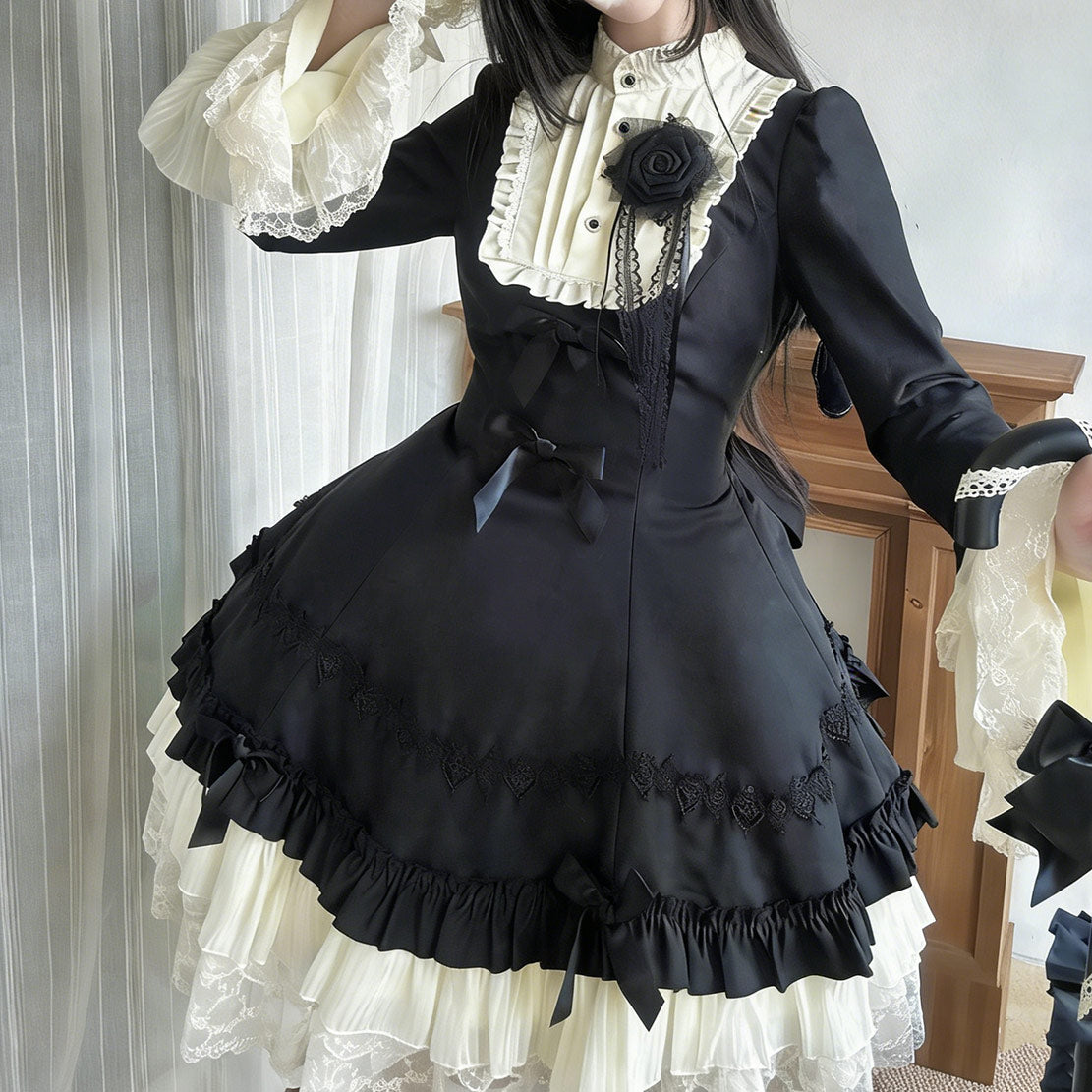 Black Lace Gothic Lolita Dress Set SE23865