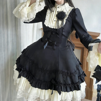 Black Lace Gothic Lolita Dress Set SE23865