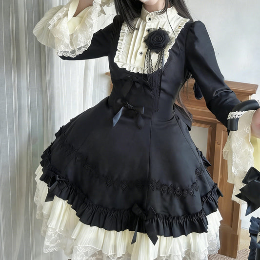 Black Lace Gothic Lolita Dress Set SE23865
