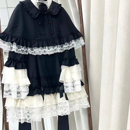 Black Lace Gothic Lolita Dress Set SE23865