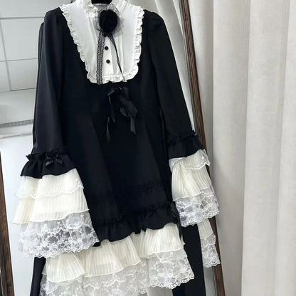 Black Lace Gothic Lolita Dress Set SE23865
