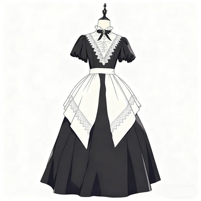 Black Lace Maid Dress SE23751