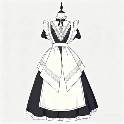 Black Lace Maid Dress SE23751