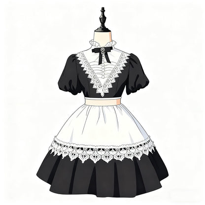 Black Lace Maid Dress SE23751