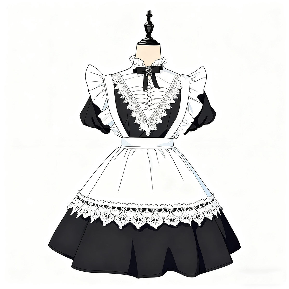 Black Lace Maid Dress SE23751