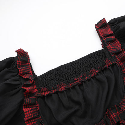 Black Plaid Dress SE23427