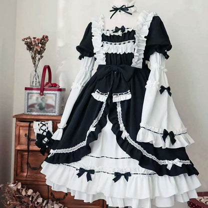 Black White Lolita Bow Dress SE22764