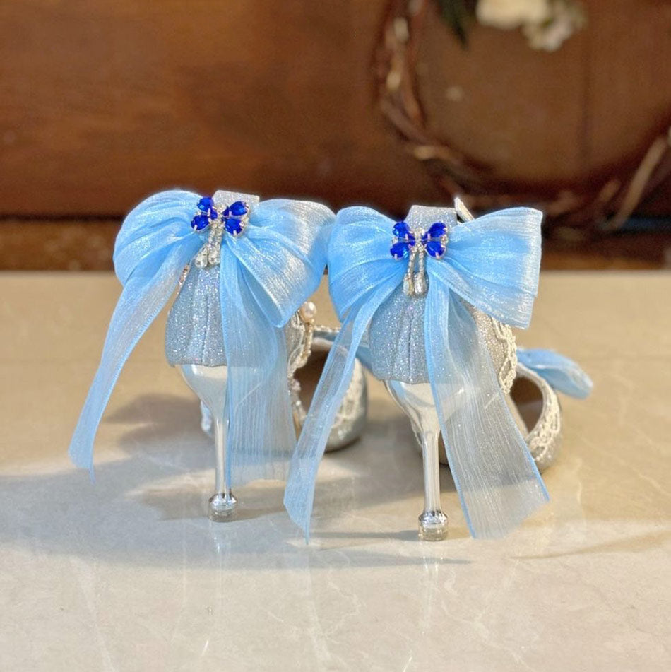 Blue Bow Flower Shoes SE23717