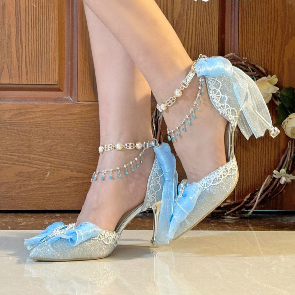 Blue Bow Flower Shoes SE23717