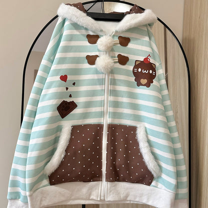 Blue Striped Cat Hoodie SE23789