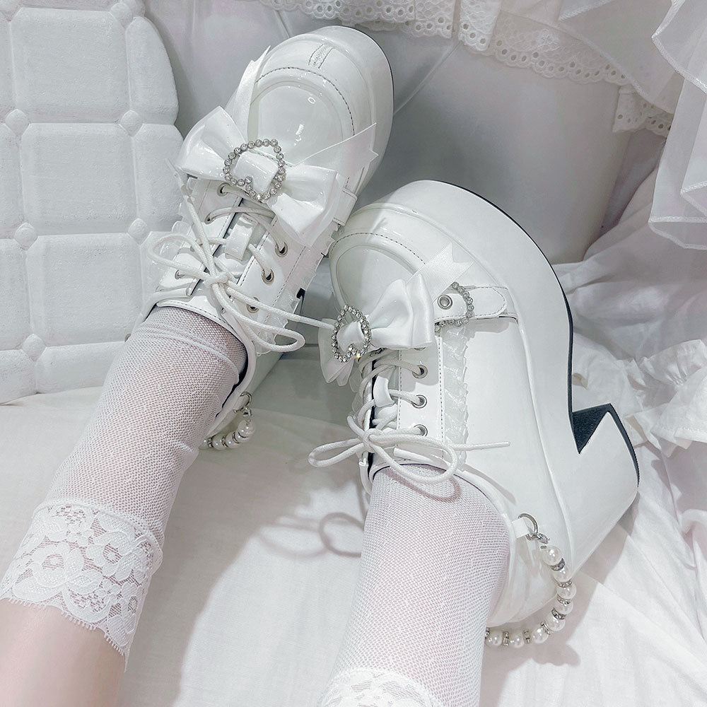 Bow Beaded Heels Shoes SE23478