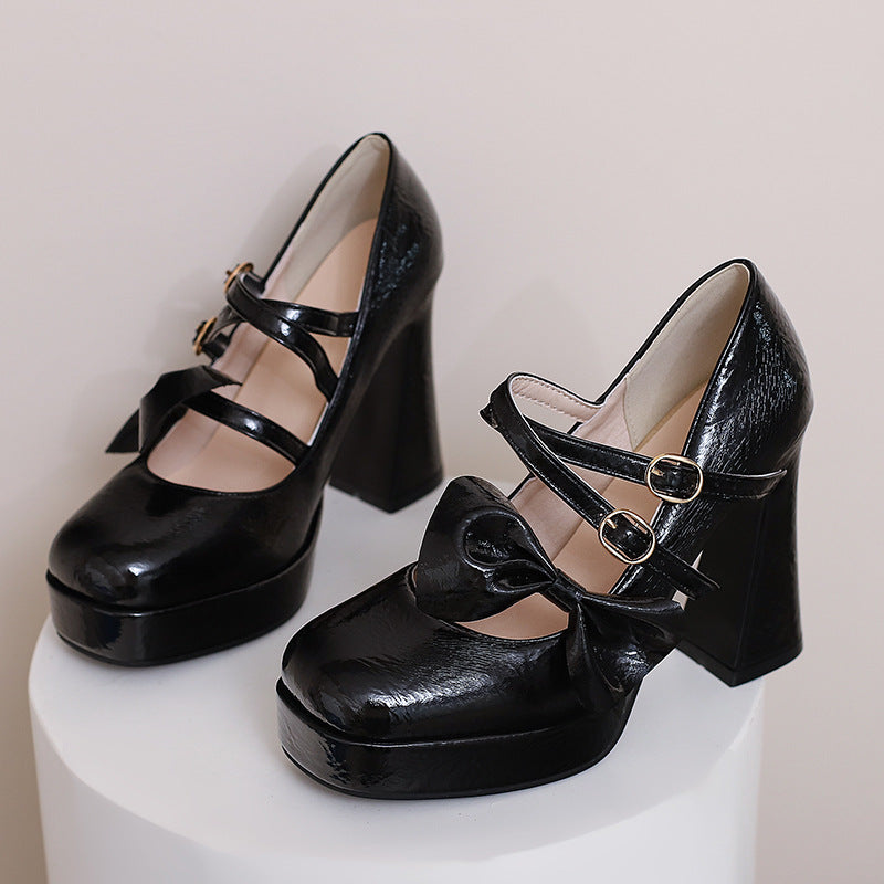 Bow Chunky Heels Shoes SE23888