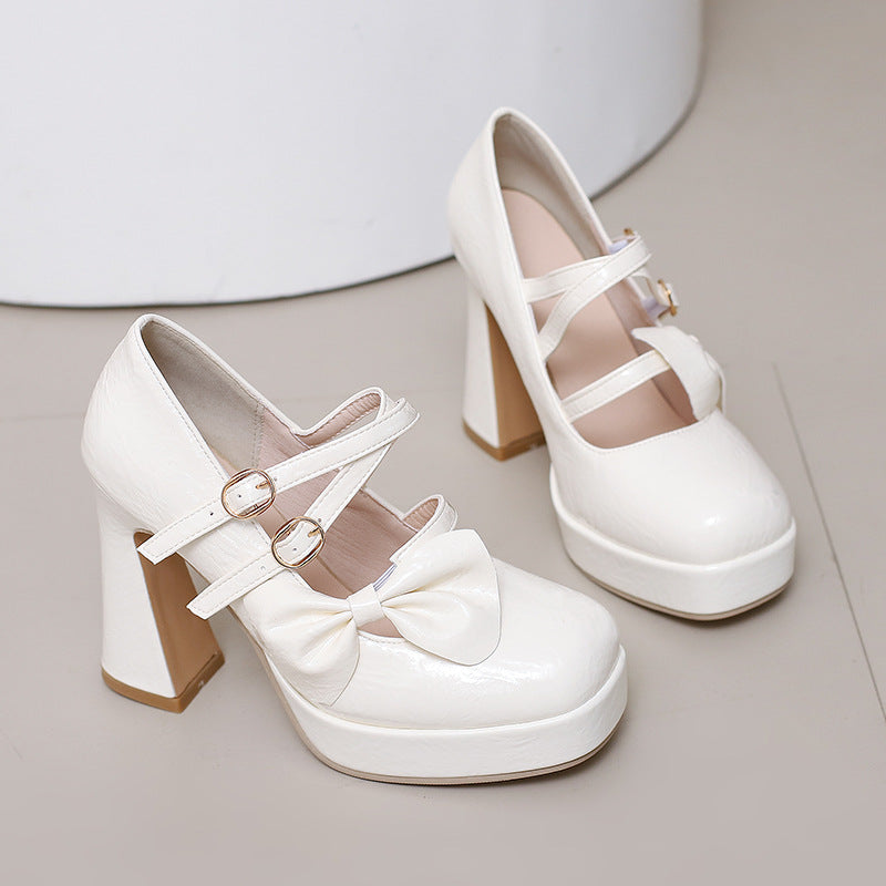 Bow Chunky Heels Shoes SE23888
