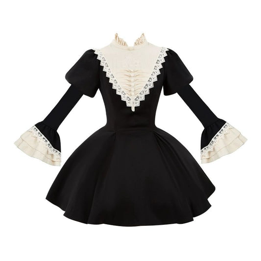 Bow Maid Black Dress SE23756