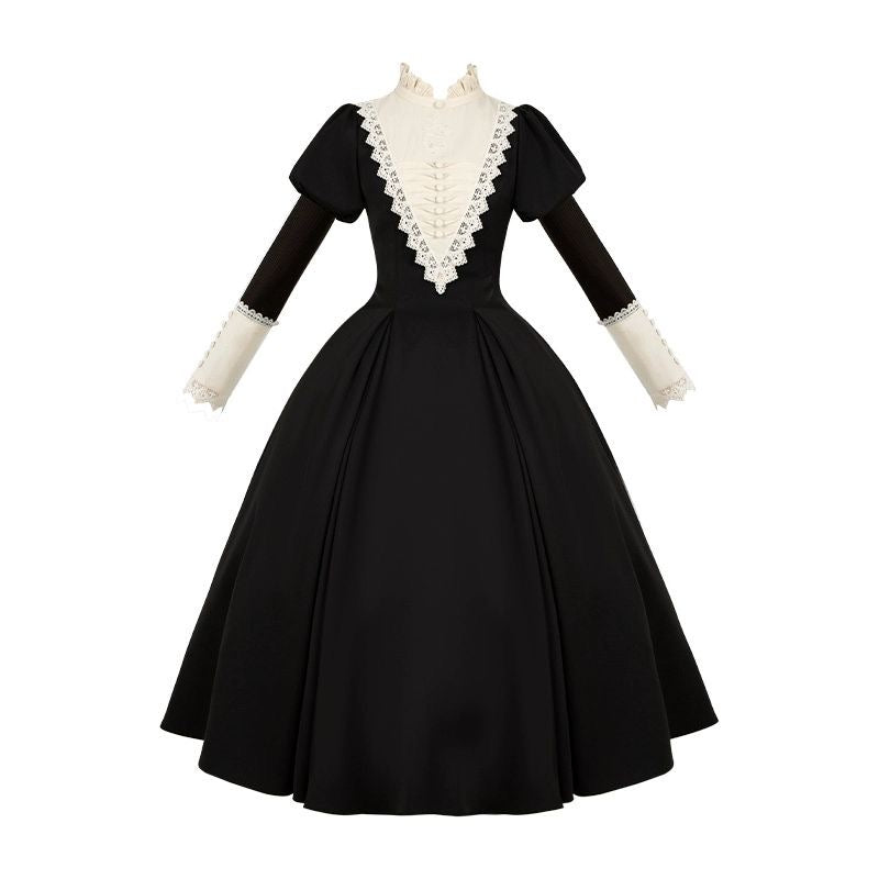 Bow Maid Black Dress SE23756