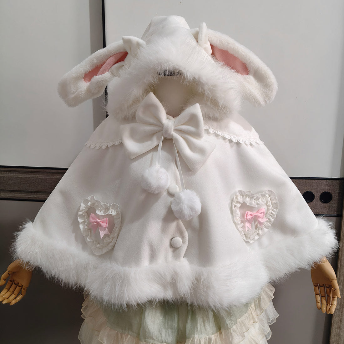 Bow Rabbit Ear Cape Coat SE23808