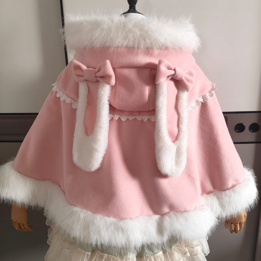 Bow Rabbit Ear Cape Coat SE23808