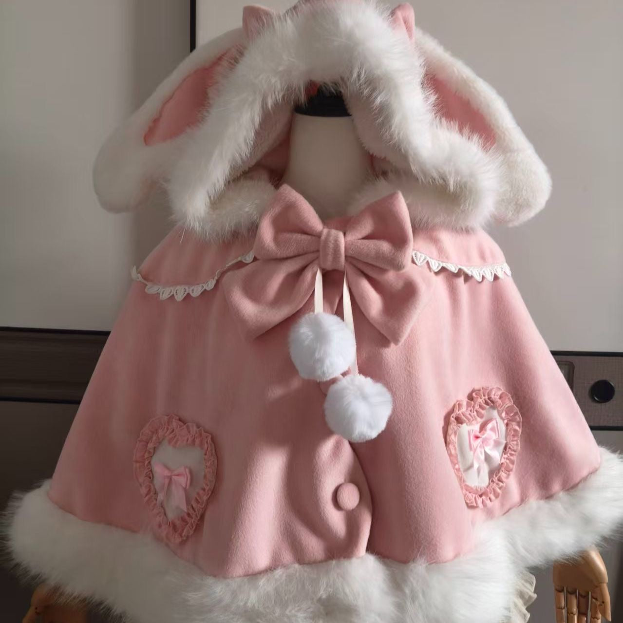 Bow Rabbit Ear Cape Coat SE23808