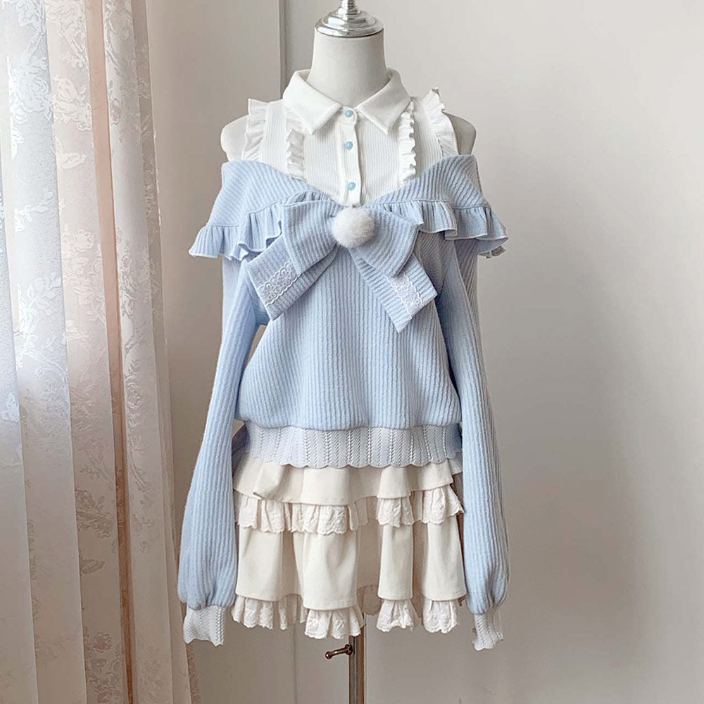 Bowknot Off-Shoulder Sweater SE23740