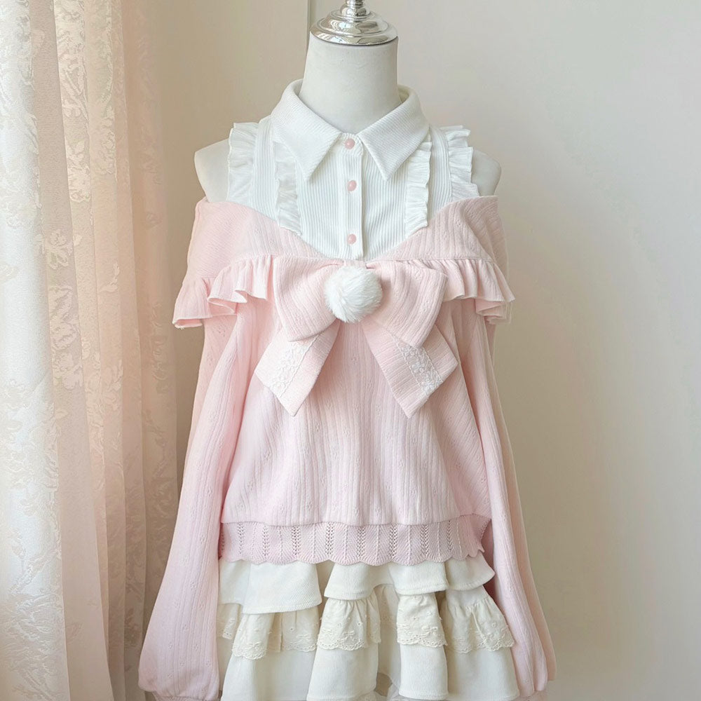 Bowknot Off-Shoulder Sweater SE23740