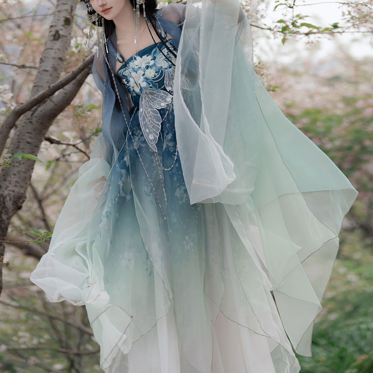 Butterfly Embroidered Flower Dress SE23515