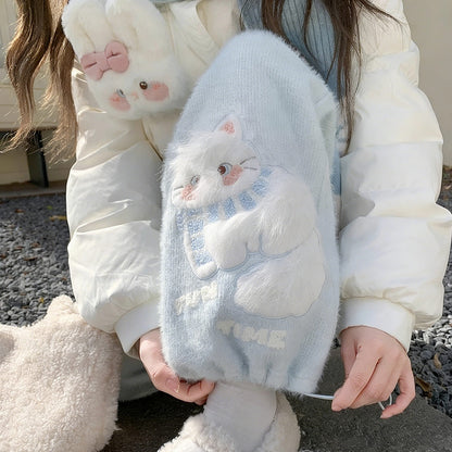 Cat Embroidery Fleece Warm Trousers SE23818