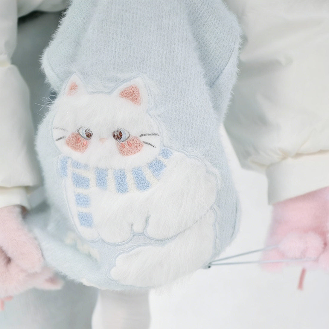 Cat Embroidery Fleece Warm Trousers SE23818