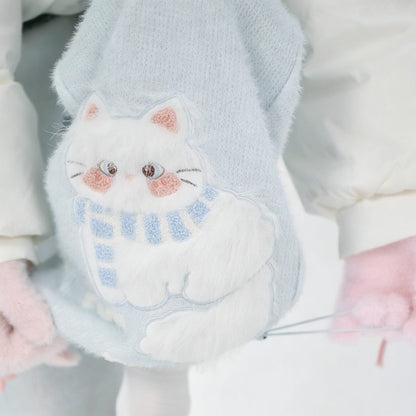 Cat Embroidery Fleece Warm Trousers SE23818