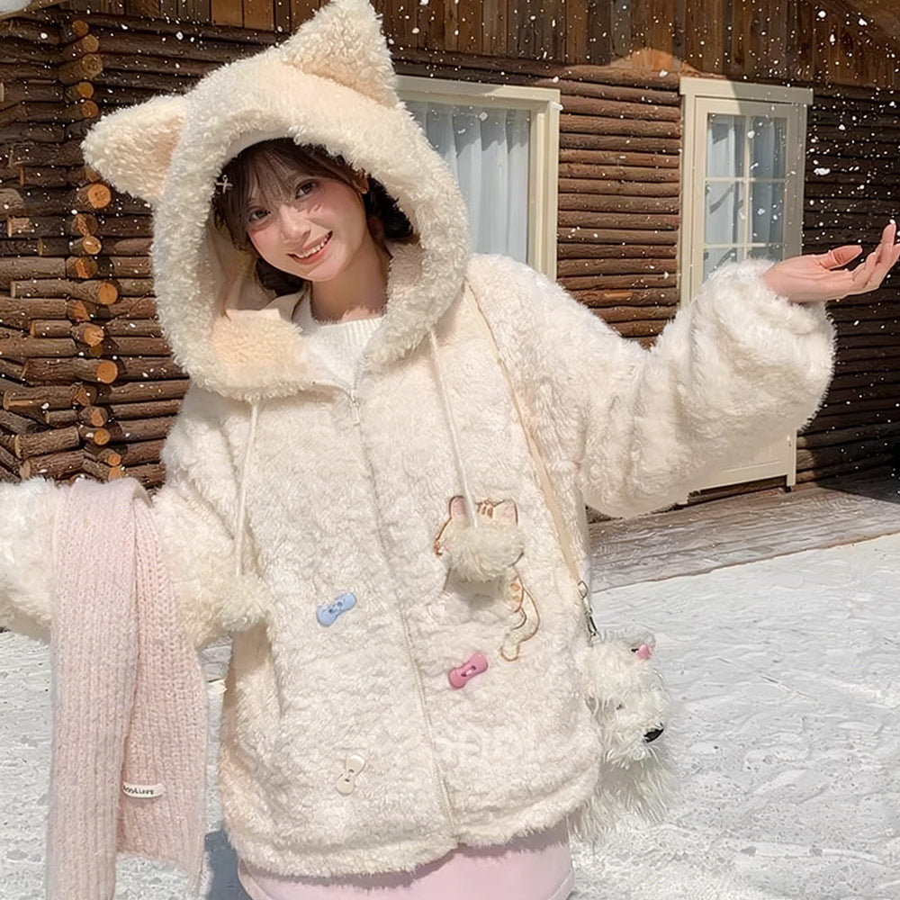 Cat Plush Hoodie Coat SE23828