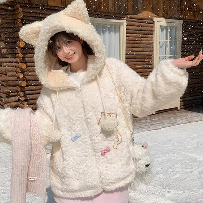 Cat Plush Hoodie Coat SE23828