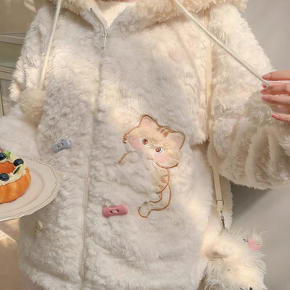 Cat Plush Hoodie Coat SE23828