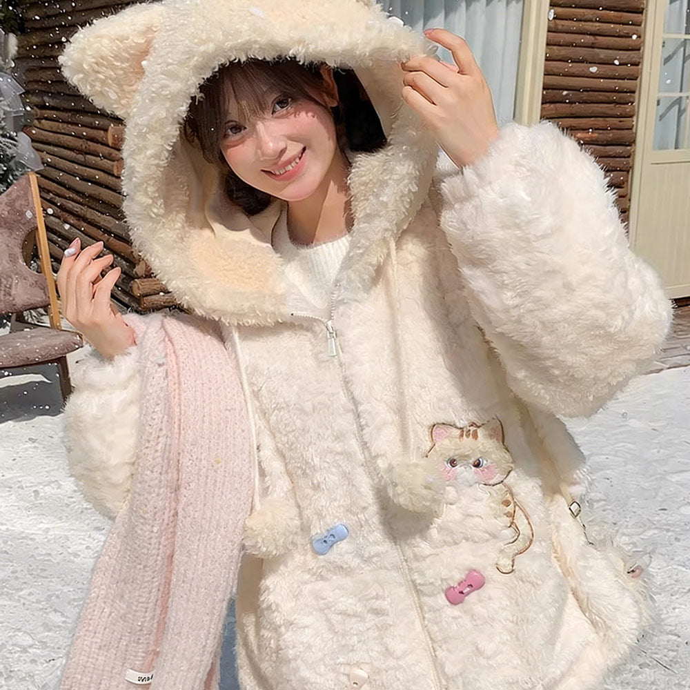 Cat Plush Hoodie Coat SE23828