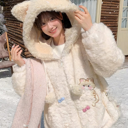 Cat Plush Hoodie Coat SE23828