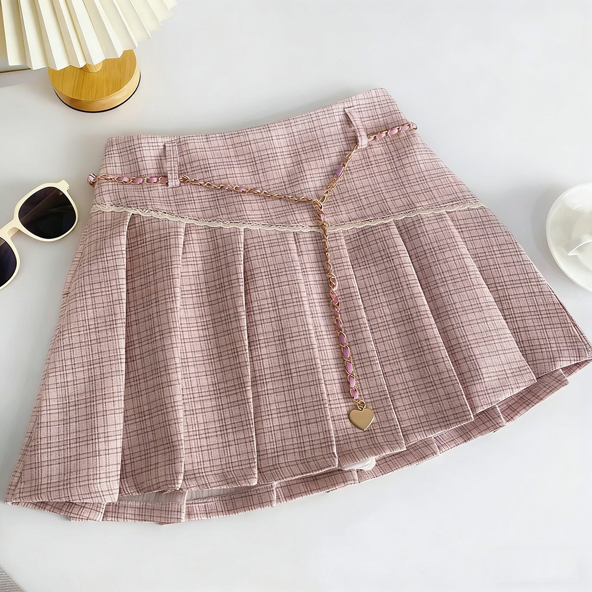 Checkered Pleated Skirt SE23919